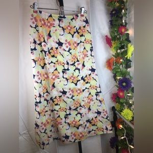 Talbots Petites | Women’s Colorful Floral Pattern Long Skirt